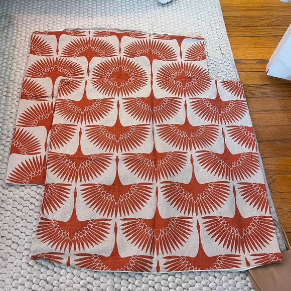 Other - TWO LINEN EURO SIZE PILLOW SHAMS, ORANGE BIRD PATTERN